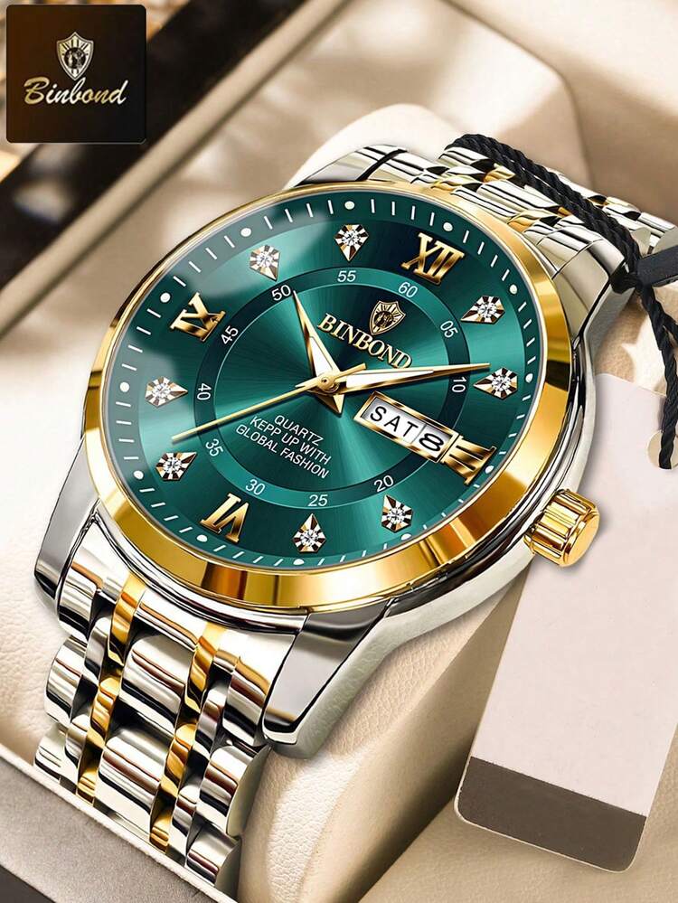 ساعت مچی مردانه بین باند BIN BOND شیشه سافایر و شب نما