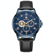 ساعت مچی مردانه بند چرمی سه موتور فول تایم کیدمن KADEMAN جذاب