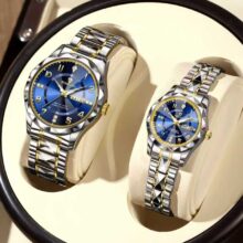 ست ساعت مچی زنانه و مردانه بین باند BIN BOND شب نما و شیشه الماسی عددی