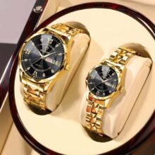 ست ساعت مچی زنانه و مردانه بین باند BIN BOND شب نما و شیشه الماسی