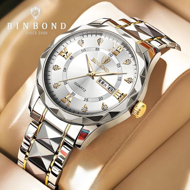 ساعت مچی مردانه بند استیل بین باند BIN BOND ضدآب و شیشه الماسی