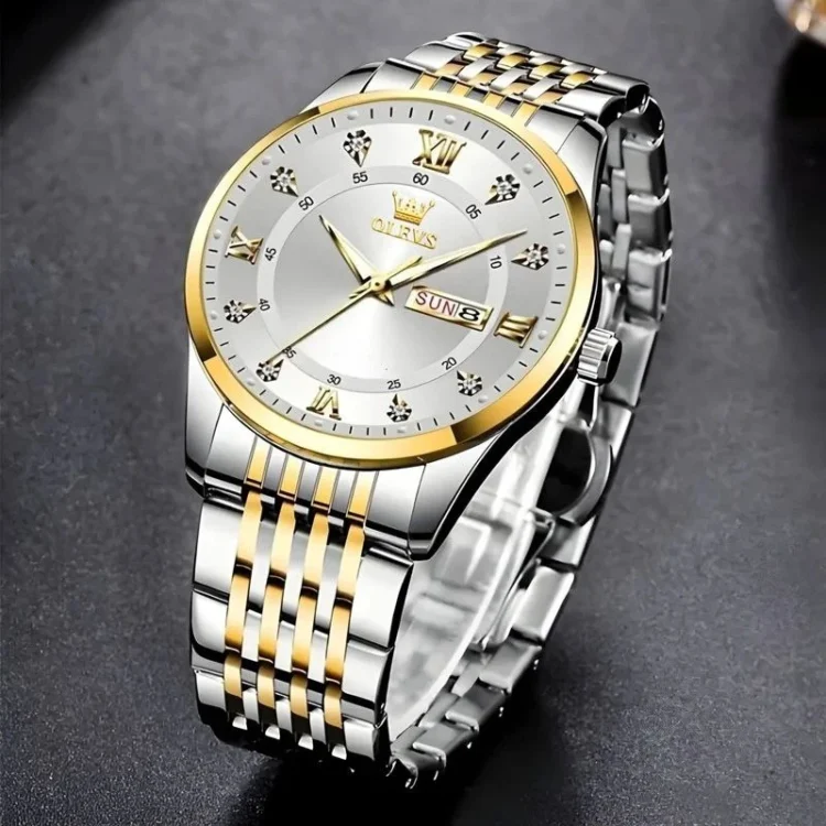 ساعت مچی مردانه استیل کلاسیک بافت الوز OLEVS لوکس